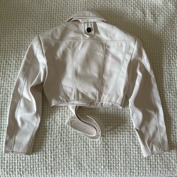 Material - Eco Leather Stitched Crop Jacket - Med - NWT - Picture 3 of 10